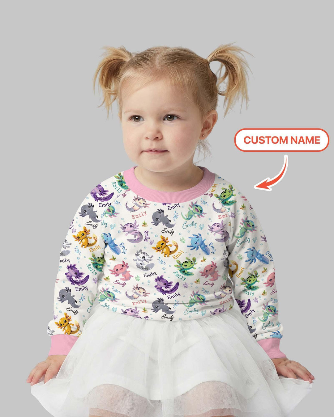 I Love You Axolotl Custom Name Bamboo Crewneck Sweatshirt