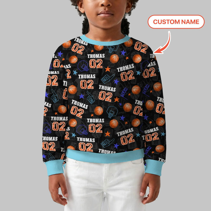 Personalisiertes Basketball-Zeit Bambus Rundhals-Sweatshirt