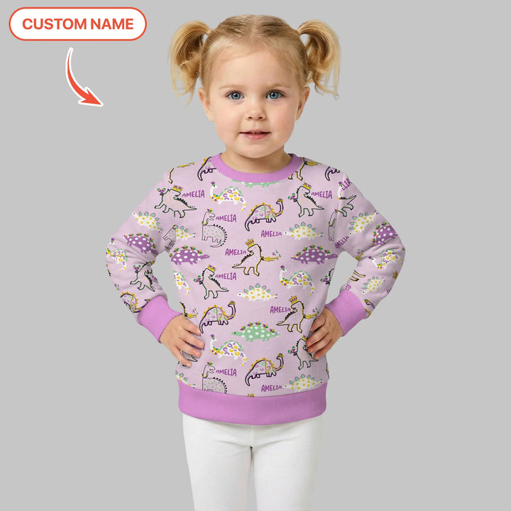 Personalisiertes Mardi Gras Saurus Bambus Rundhals-Sweatshirt
