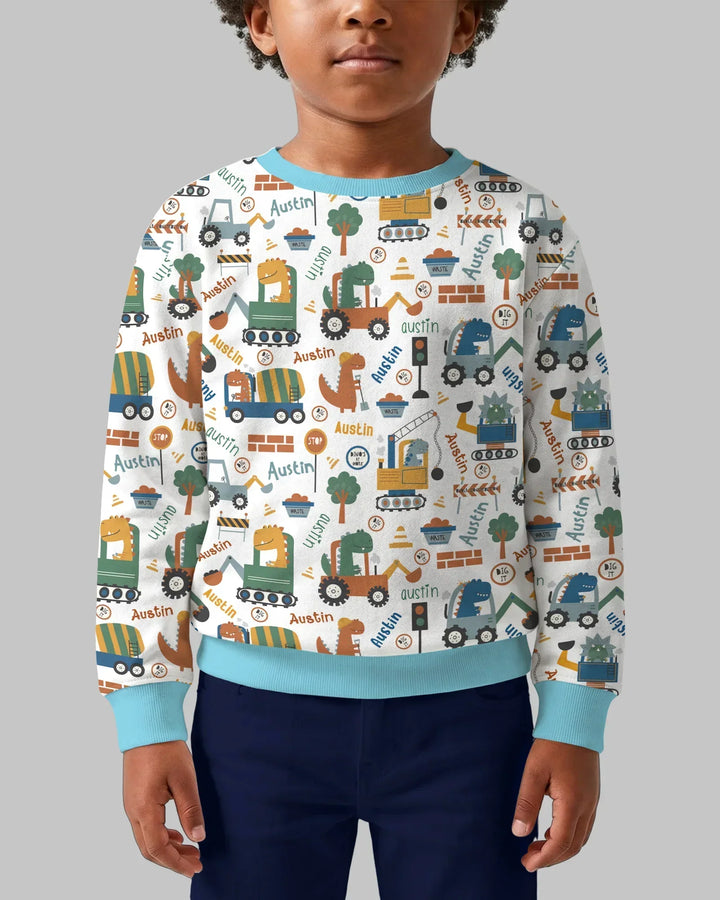 Custom Name Dino Diggers Bamboo Crewneck Sweatshirt