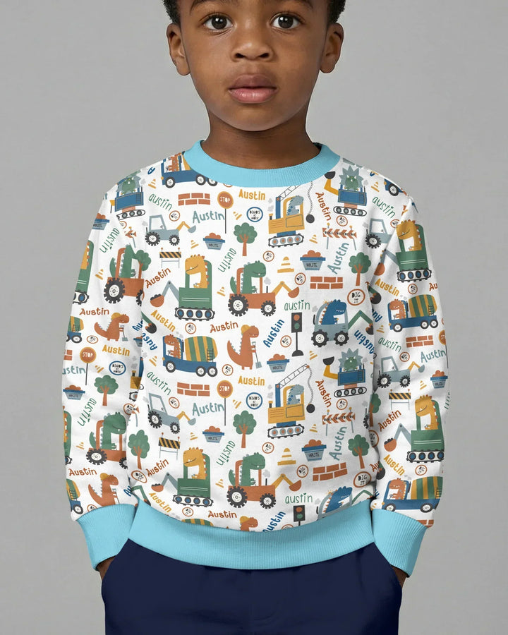 Custom Name Dino Diggers Bamboo Crewneck Sweatshirt