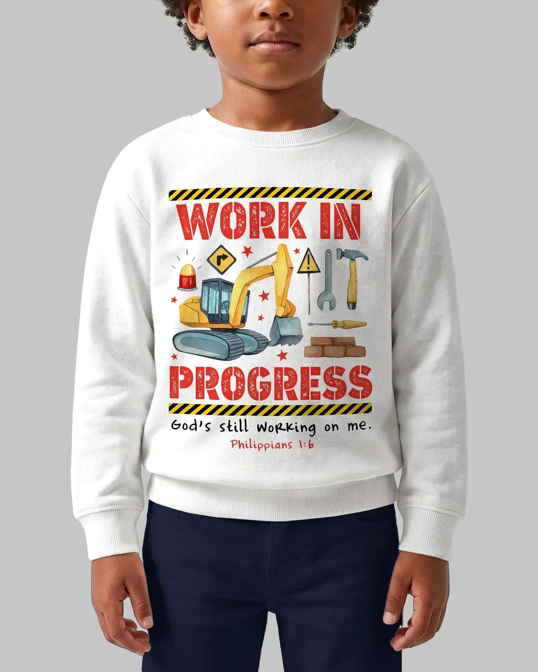 Bambus-Rundhals-Sweatshirt „Under Construction“