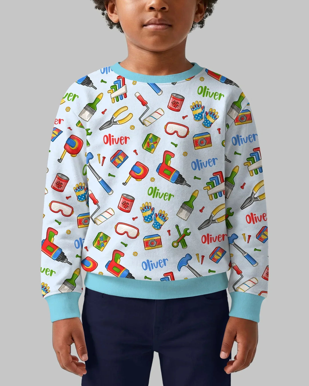 Personalisiertes Papa- & Ich-Reparaturteam Bambus-Rundhals-Sweatshirt
