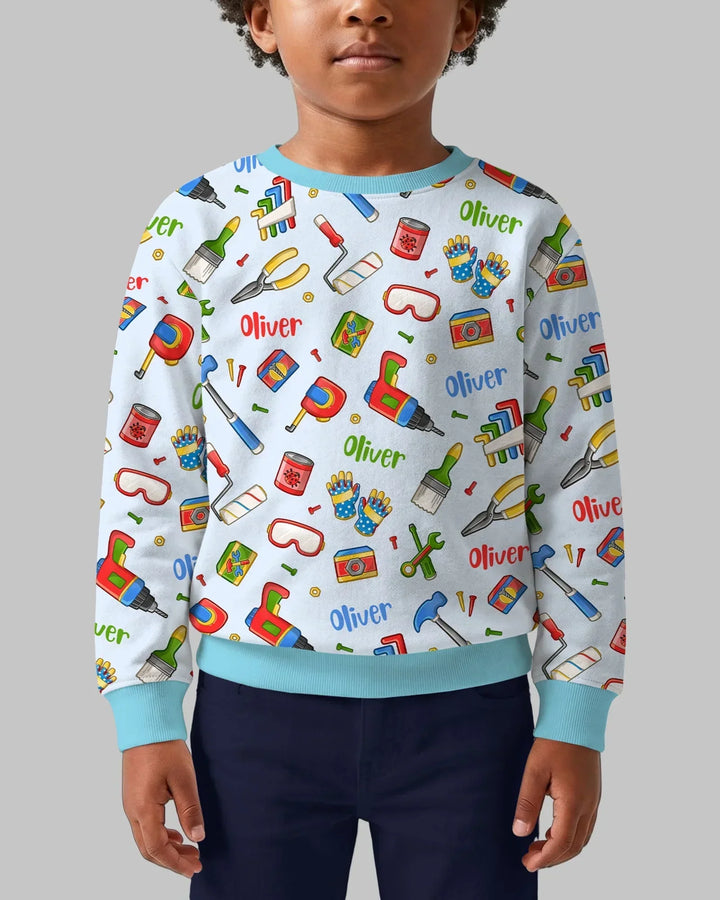 Personalisiertes Papa- & Ich-Reparaturteam Bambus-Rundhals-Sweatshirt