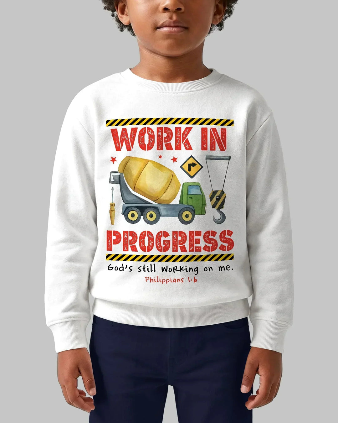 Bambus-Rundhals-Sweatshirt „Under Construction“