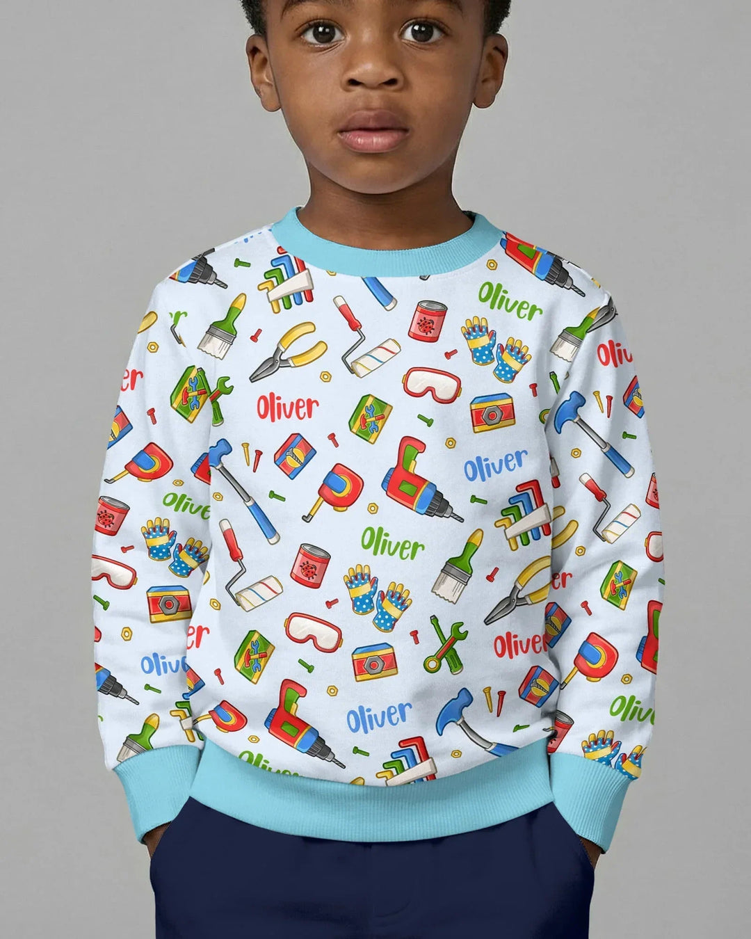 Personalisiertes Papa- & Ich-Reparaturteam Bambus-Rundhals-Sweatshirt