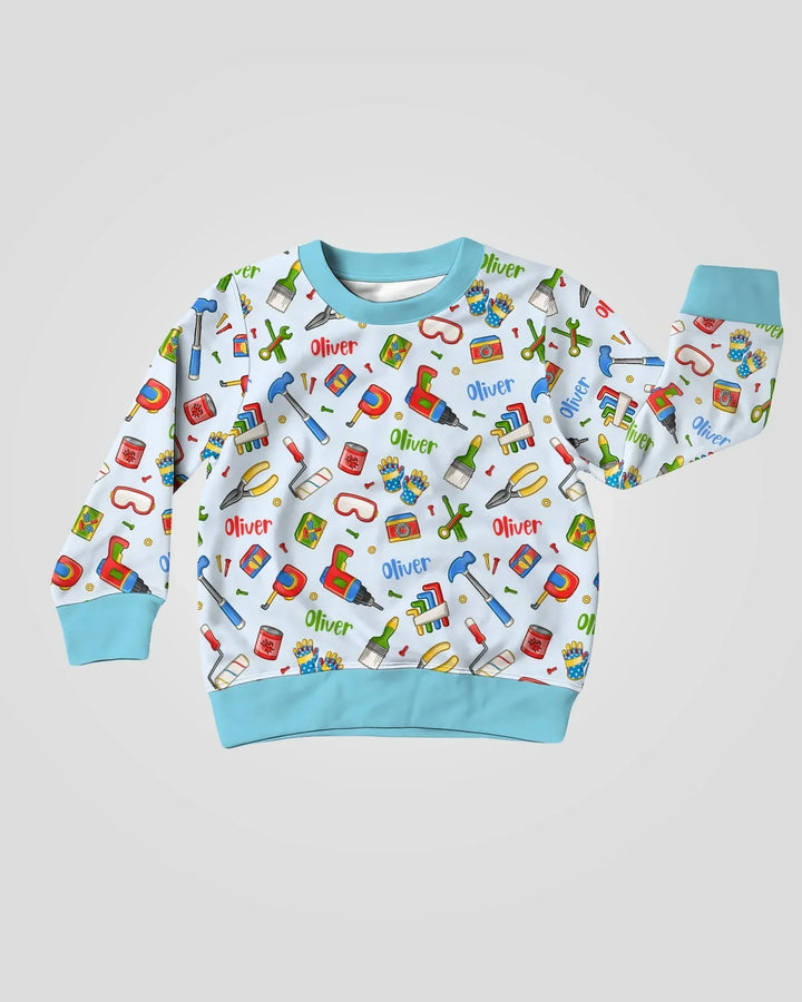 Personalisiertes Papa- & Ich-Reparaturteam Bambus-Rundhals-Sweatshirt
