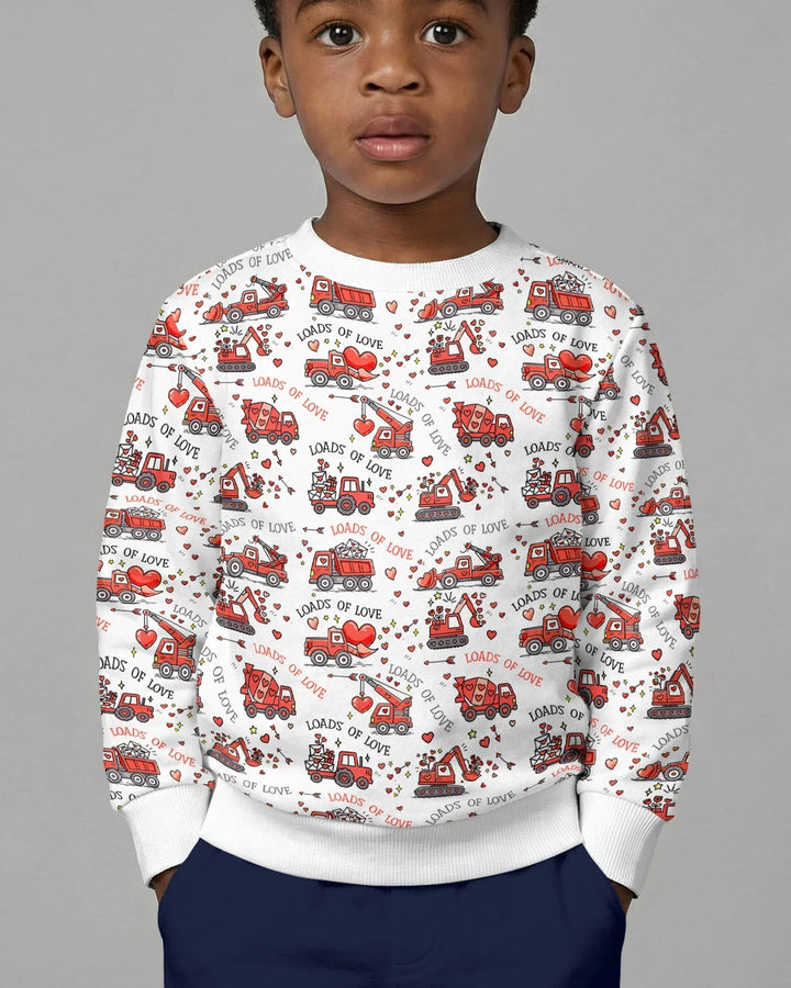 Baufahrzeuge Ladungen voller Liebe Bambus Rundhals-Sweatshirt