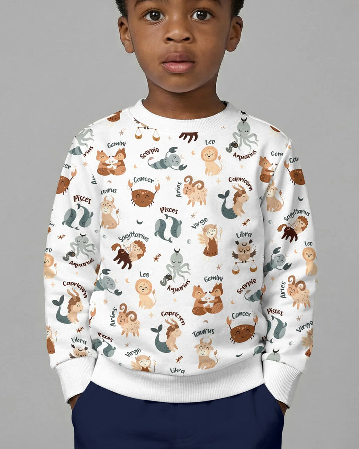 Cute Kids Horoscope Bamboo Crewneck Sweatshirt