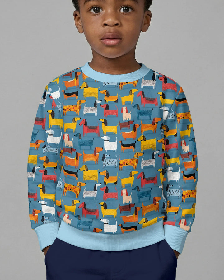 Verspieltes Dackel Bambus Rundhals-Sweatshirt
