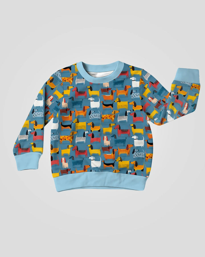Verspieltes Dackel Bambus Rundhals-Sweatshirt