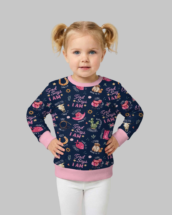 Gott sagt ich bin Western Faith Bambus Rundhals-Sweatshirt