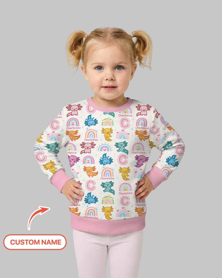 Axolotl Custom Name Bambus Rundhals-Sweatshirt