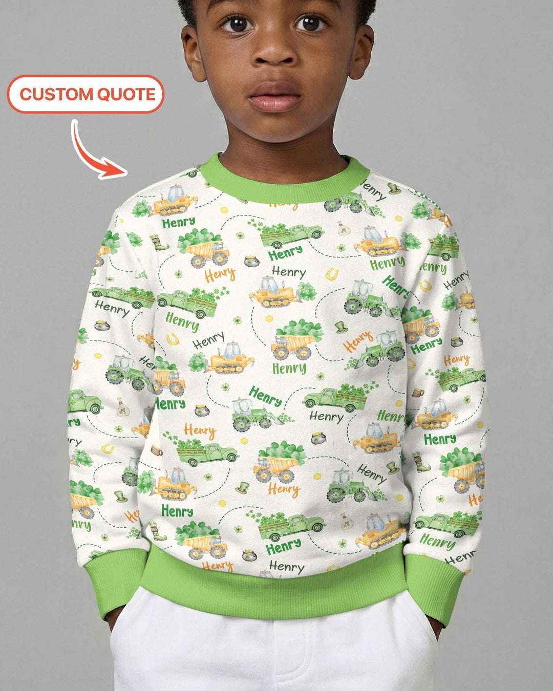 Konstruktion St. Patrick's Day Personalisierter Name Bambus Rundhals-Sweatshirt