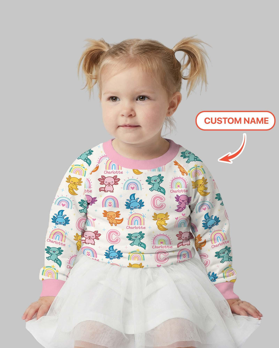 Axolotl Custom Name Bambus Rundhals-Sweatshirt