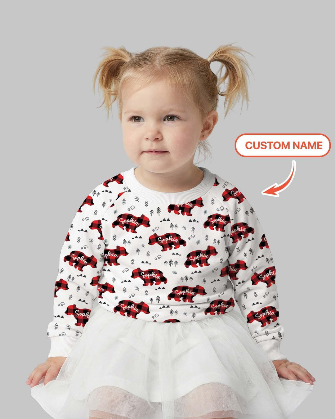 Custom Name Family Bear Matching Bamboo Crewneck Sweatshirt