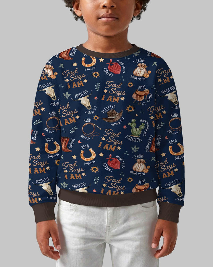 Gott sagt ich bin Western Faith Bambus Rundhals-Sweatshirt