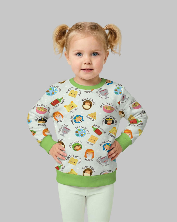 Niedliches Pessach-Charaktere Bambus Crewneck Sweatshirt