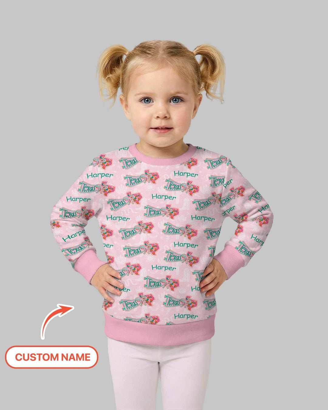 Benutzerdefinierter Name Preppy Texas Charm Bambus Rundhals-Sweatshirt
