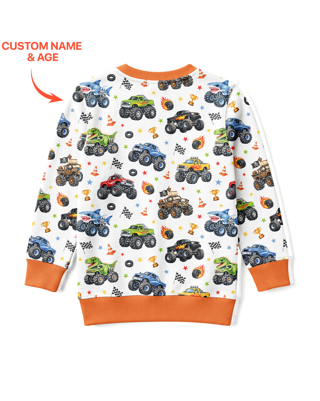 Personalized Monster Trucks Birthday Boy Bamboo Crewneck Sweatshirt