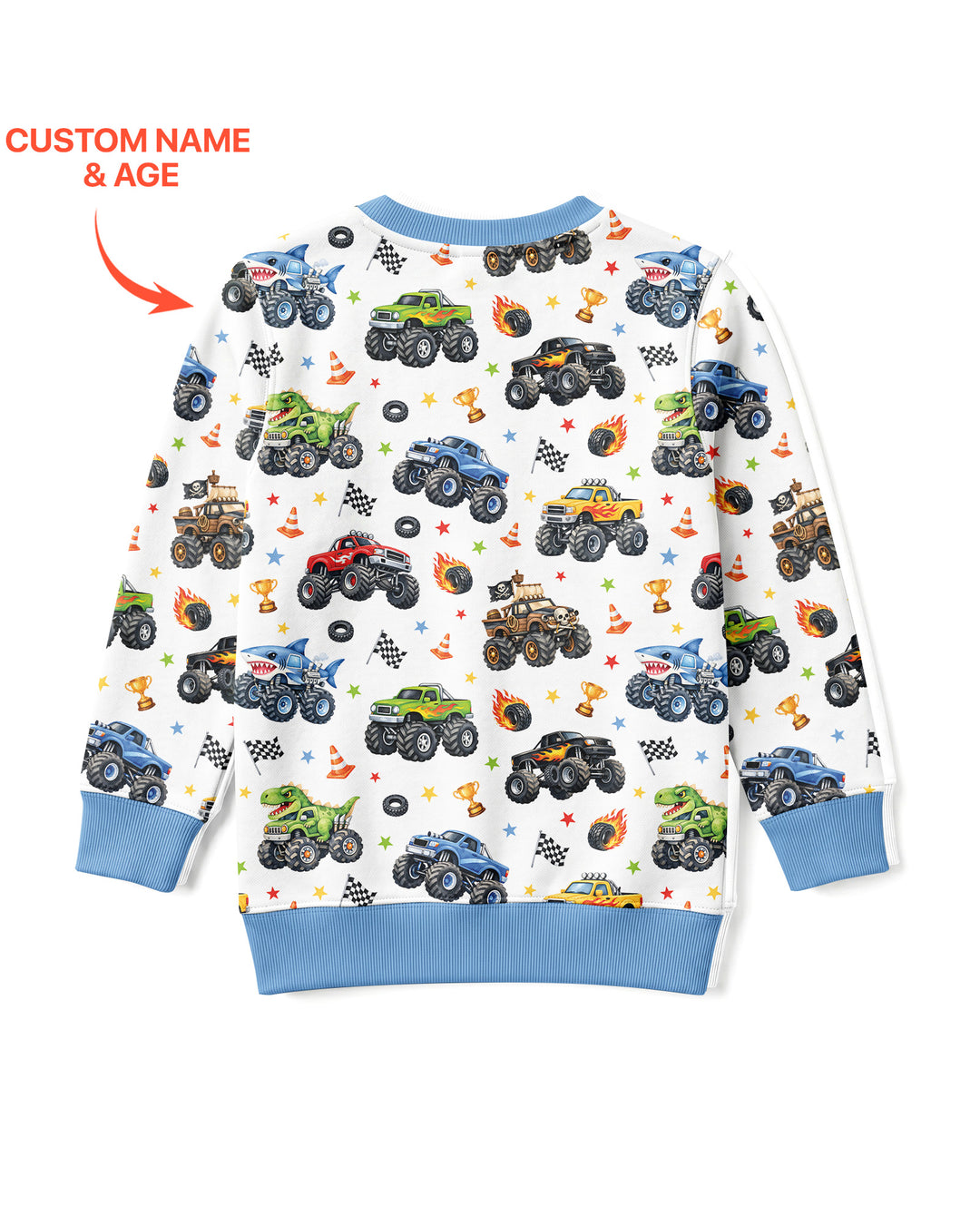 Personalized Monster Trucks Birthday Boy Bamboo Crewneck Sweatshirt