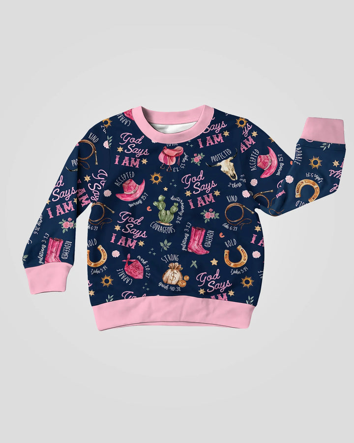 Gott sagt ich bin Western Faith Bambus Rundhals-Sweatshirt