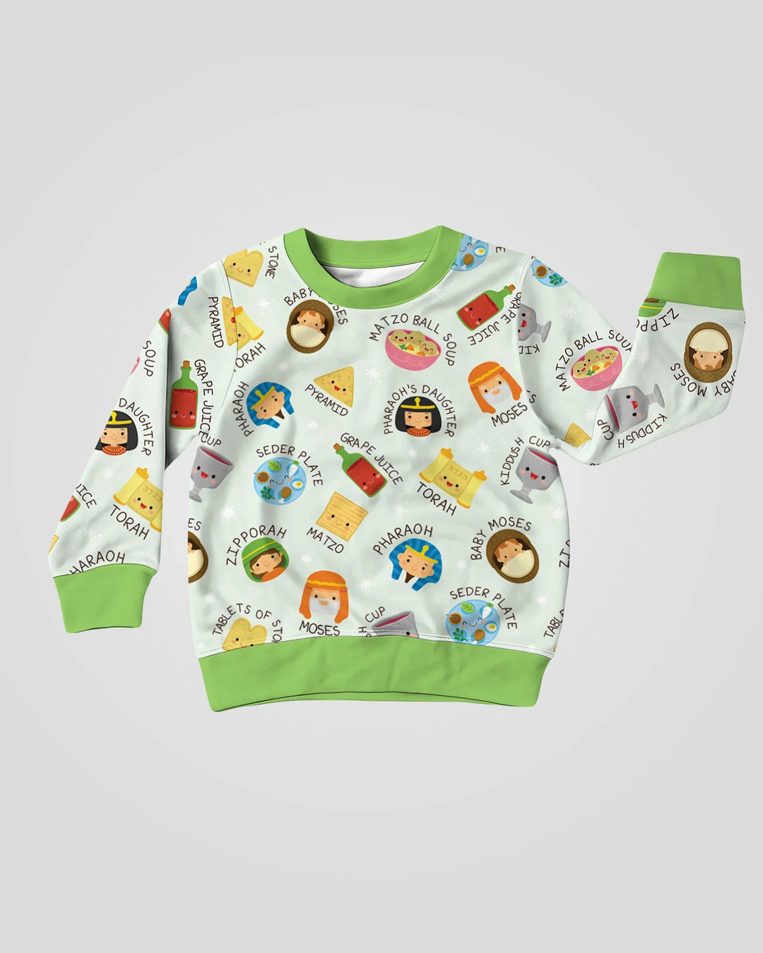 Niedliches Pessach-Charaktere Bambus Crewneck Sweatshirt