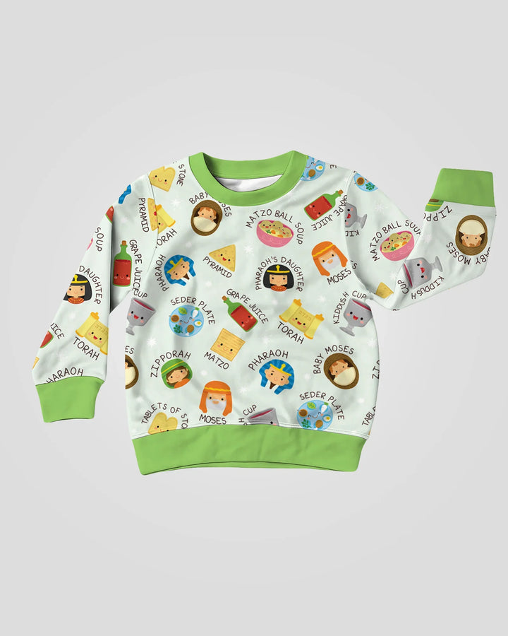 Niedliches Pessach-Charaktere Bambus Crewneck Sweatshirt