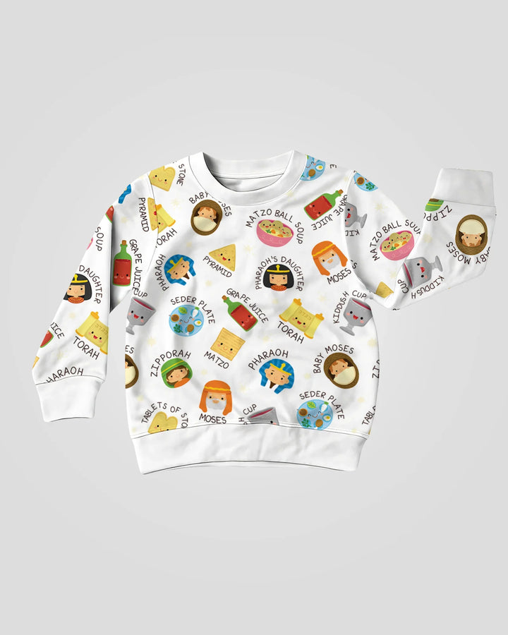 Niedliches Pessach-Charaktere Bambus Crewneck Sweatshirt