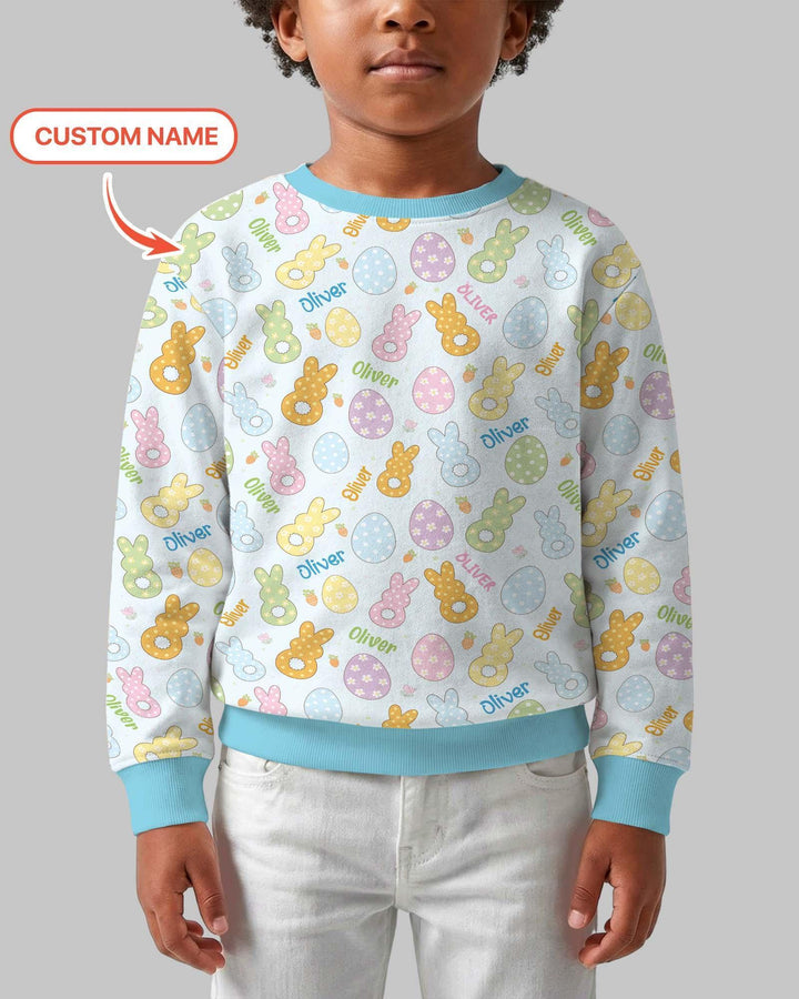 Personalisiertes Bambus-Sweatshirt mit Rundhalsausschnitt für Ostern, Pastell