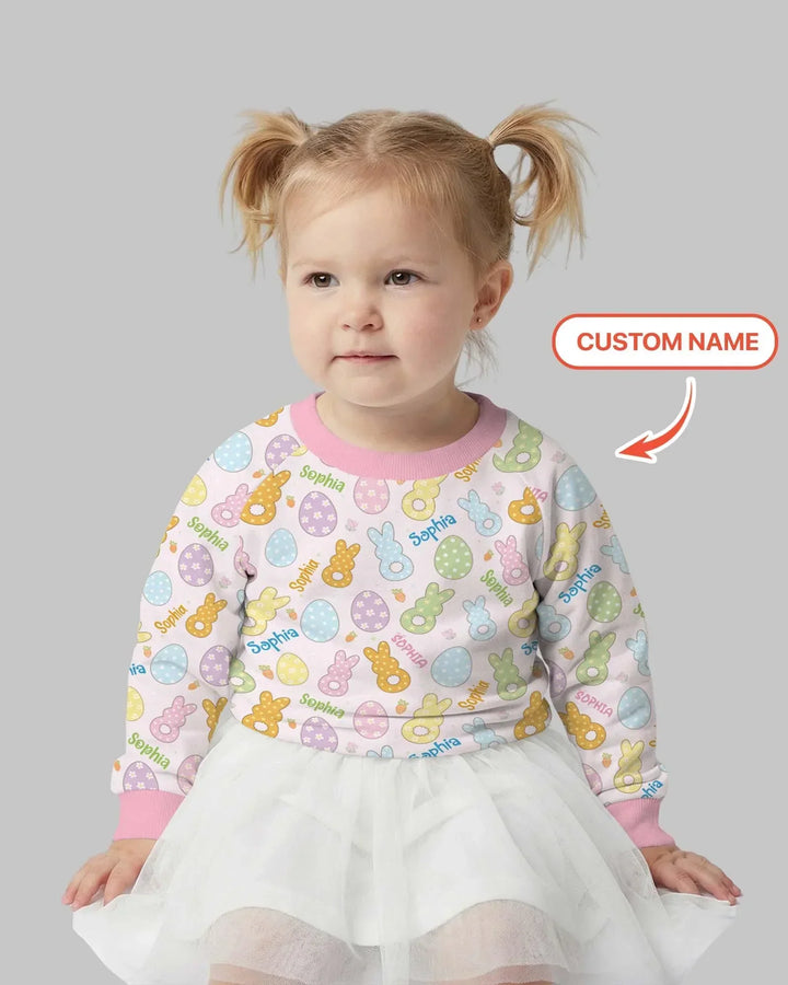 Personalisiertes Bambus-Sweatshirt mit Rundhalsausschnitt für Ostern, Pastell