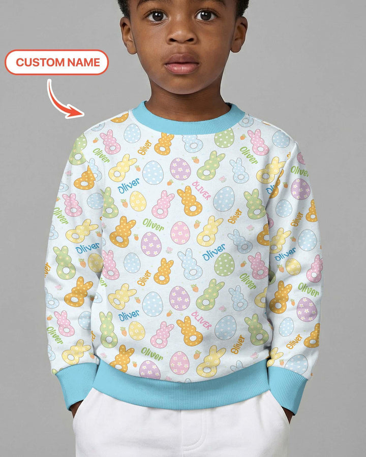 Personalisiertes Bambus-Sweatshirt mit Rundhalsausschnitt für Ostern, Pastell