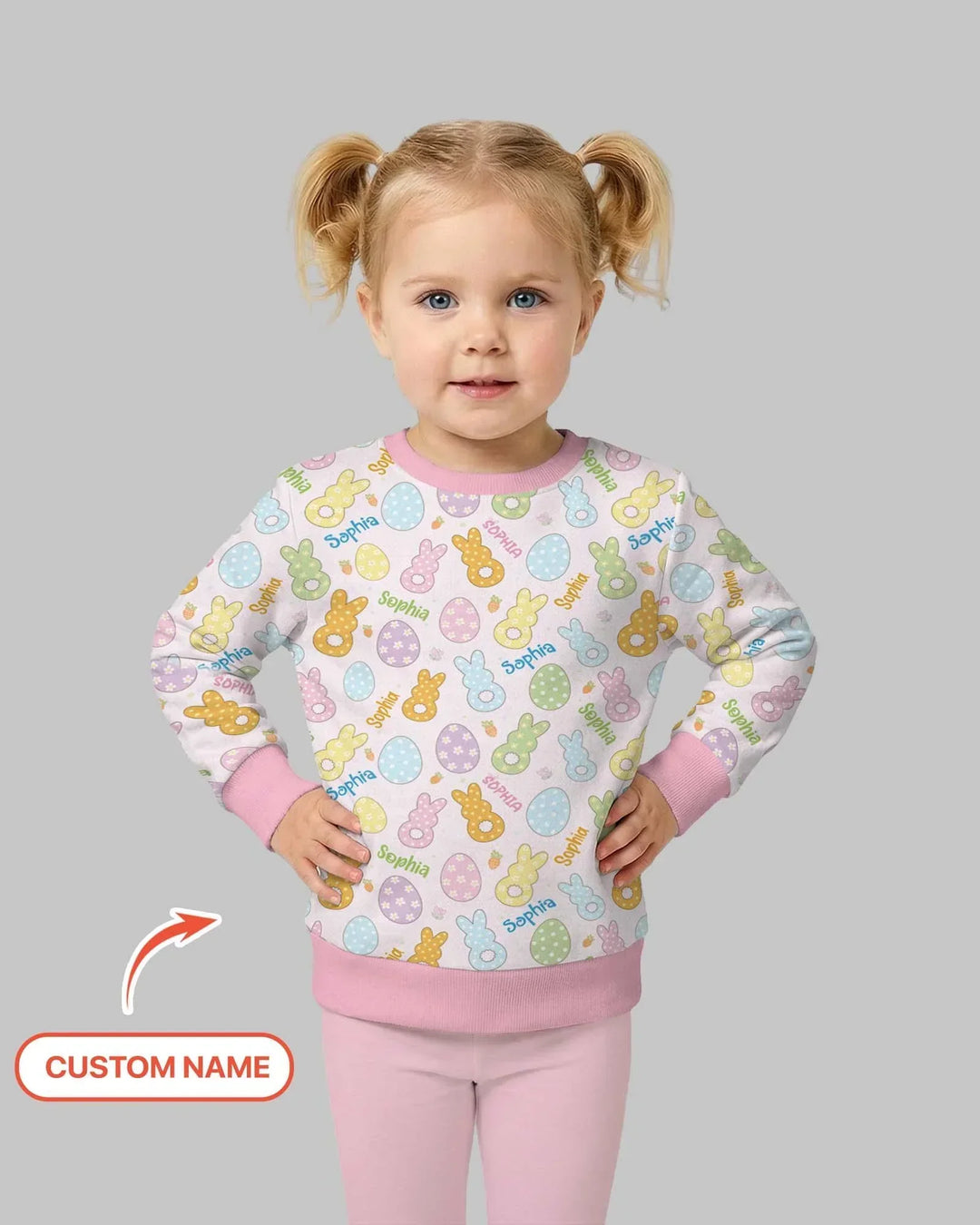 Personalisiertes Bambus-Sweatshirt mit Rundhalsausschnitt für Ostern, Pastell