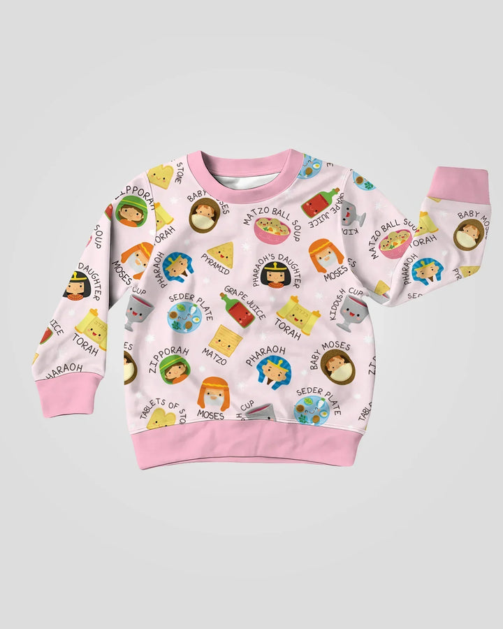 Niedliches Pessach-Charaktere Bambus Crewneck Sweatshirt