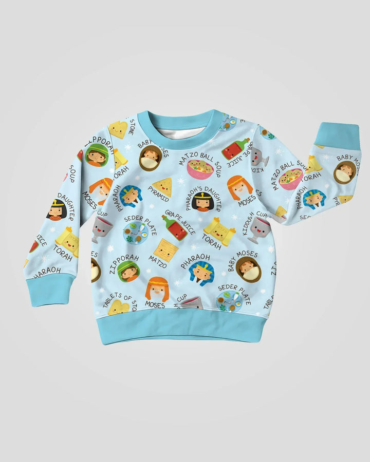 Niedliches Pessach-Charaktere Bambus Crewneck Sweatshirt