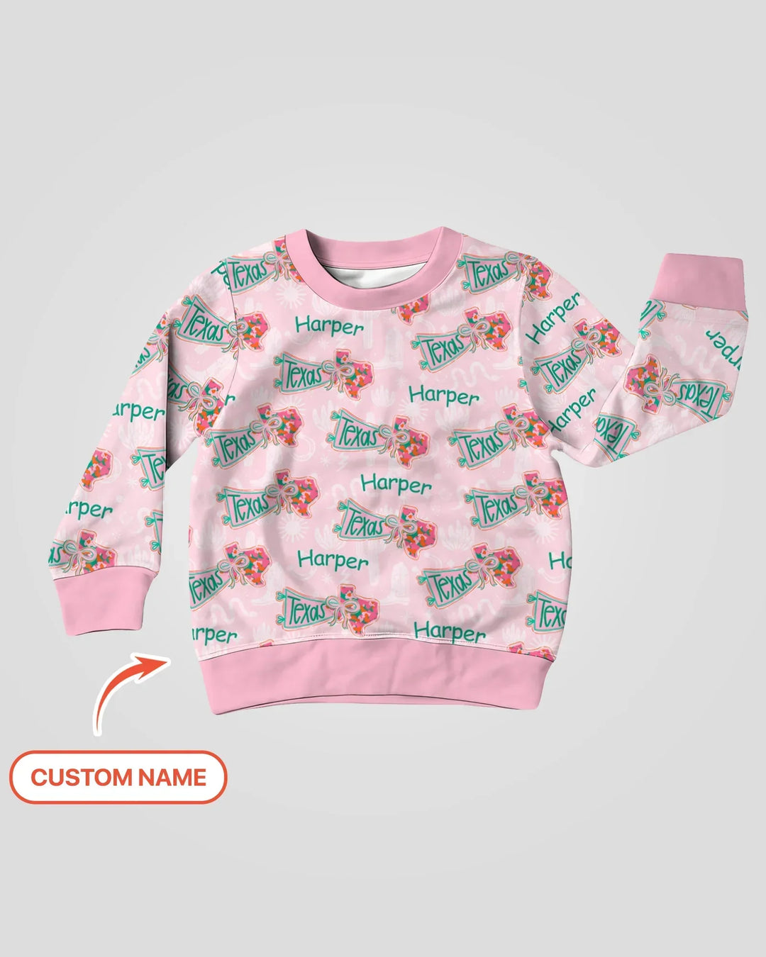 Benutzerdefinierter Name Preppy Texas Charm Bambus Rundhals-Sweatshirt