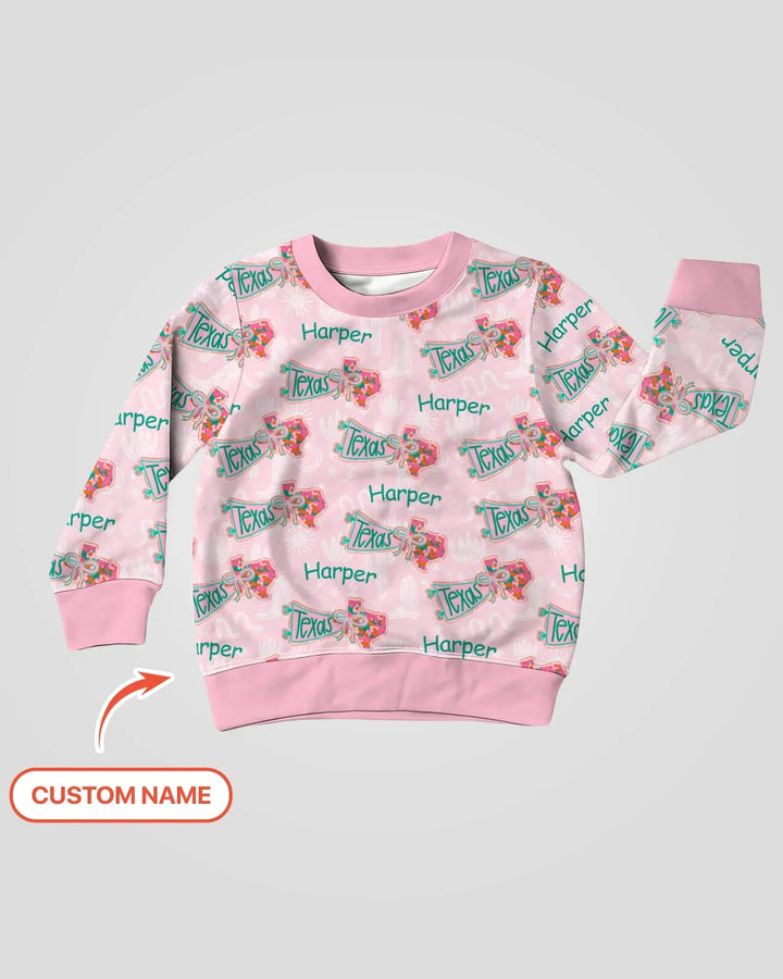Benutzerdefinierter Name Preppy Texas Charm Bambus Rundhals-Sweatshirt