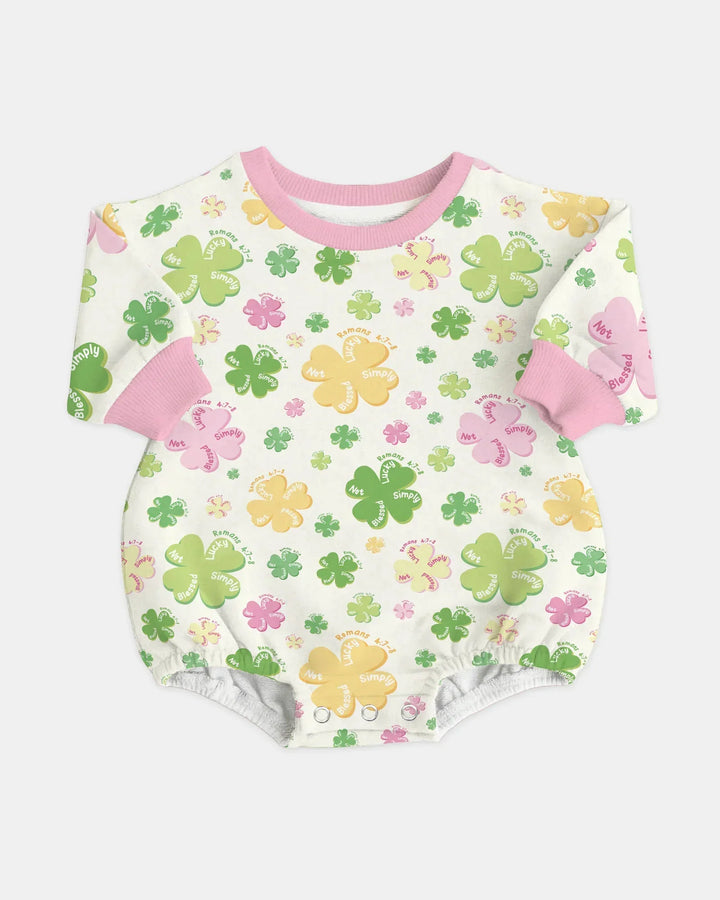 Shamrocks Print St. Patrick's Day Bamboo Bubble Romper