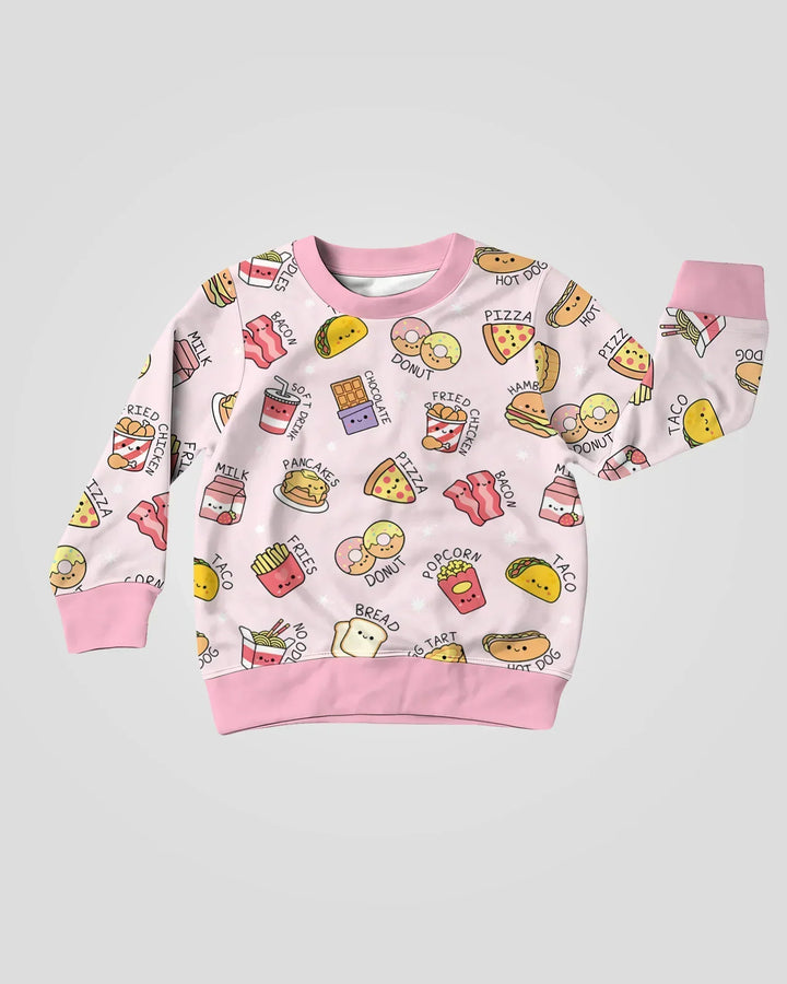 Kawaii Leckeres Essen Bambus Rundhals-Sweatshirt