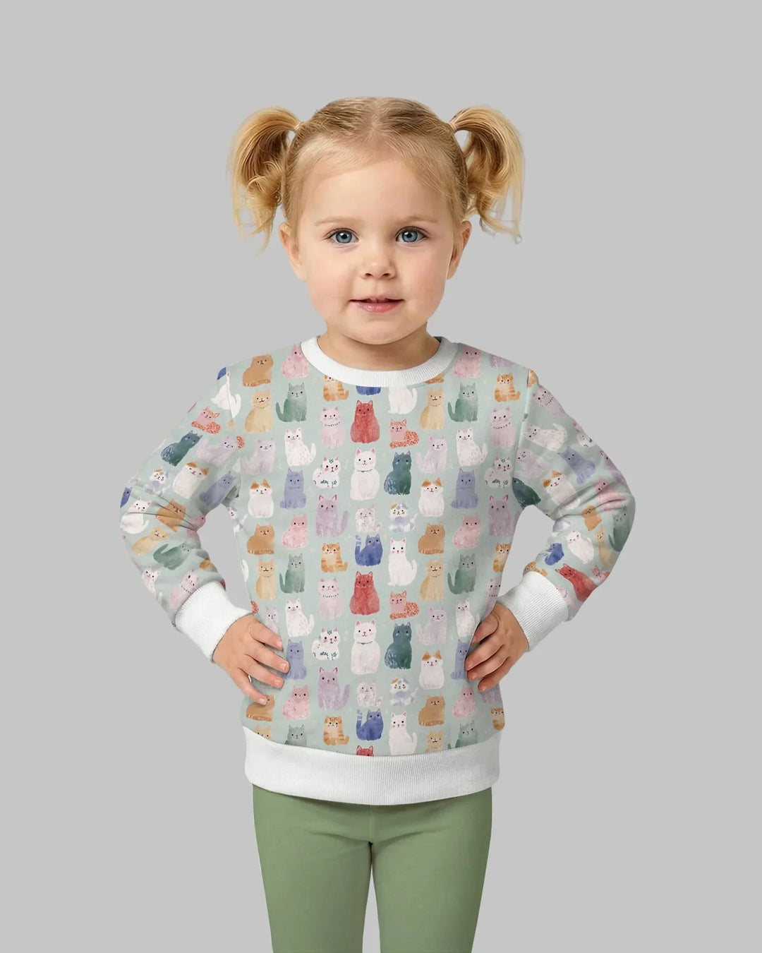 Verzauberte Happy Kitty Familien-Partnerlook Bambus-Rundhals-Sweatshirt