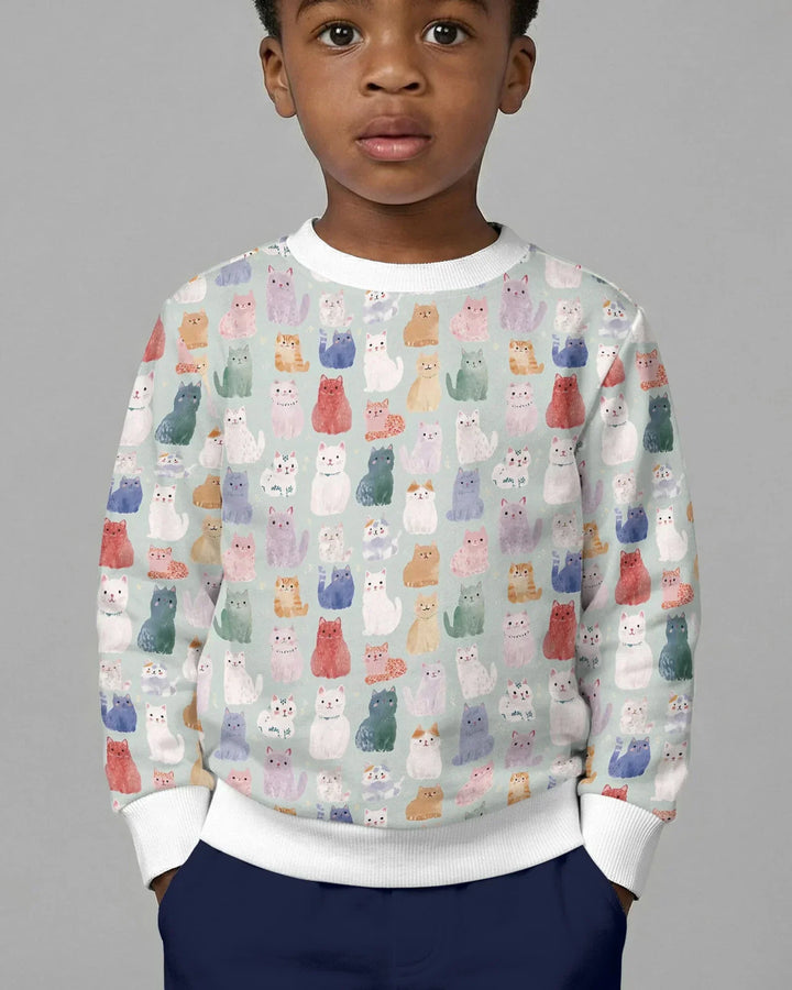 Verzauberte Happy Kitty Familien-Partnerlook Bambus-Rundhals-Sweatshirt
