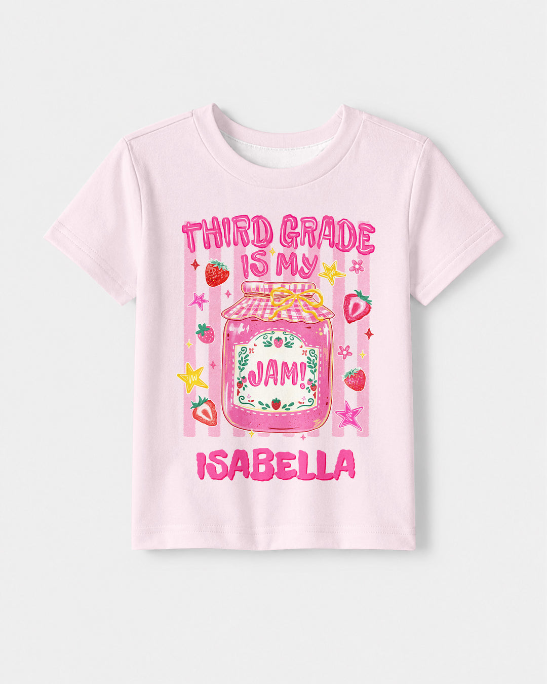 School Coquette Strawberry Custom Name Bamboo Crewneck T-Shirt
