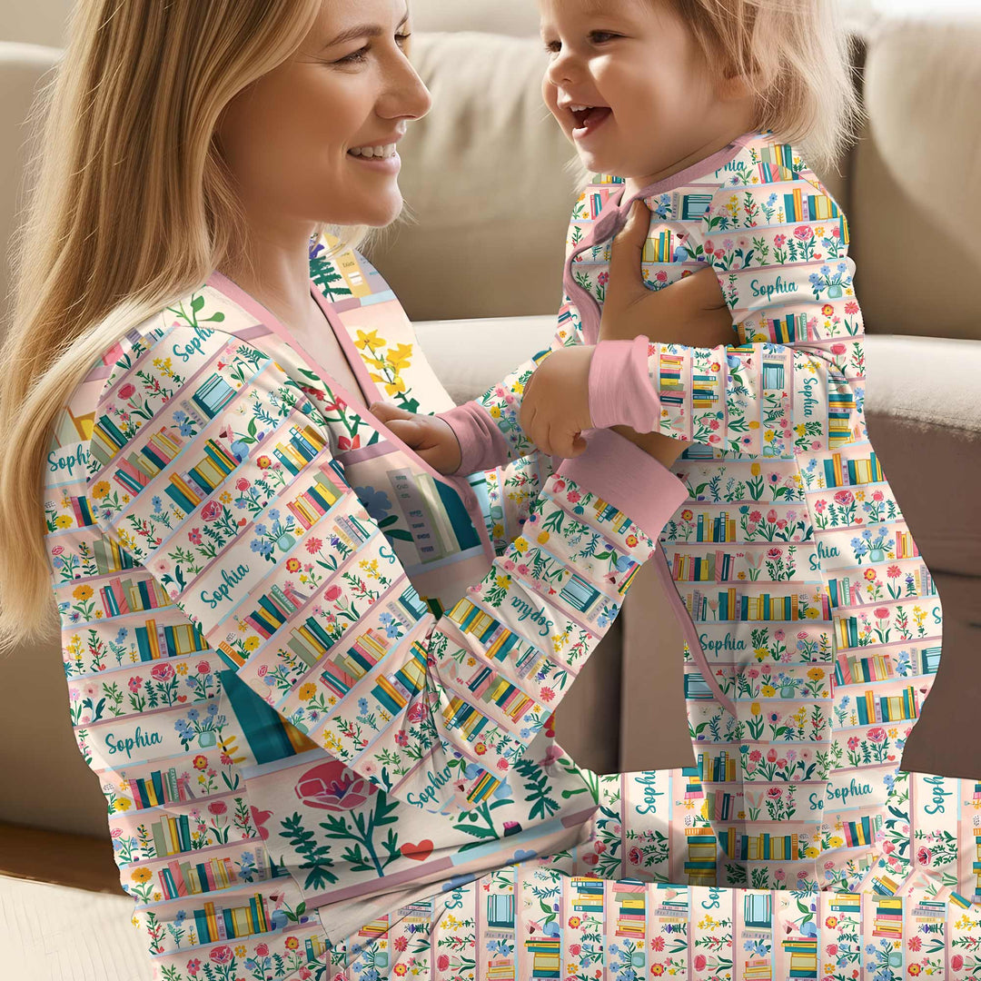 Personalized Book Lover Bamboo Two Piece Long Sleeve Pajama Set