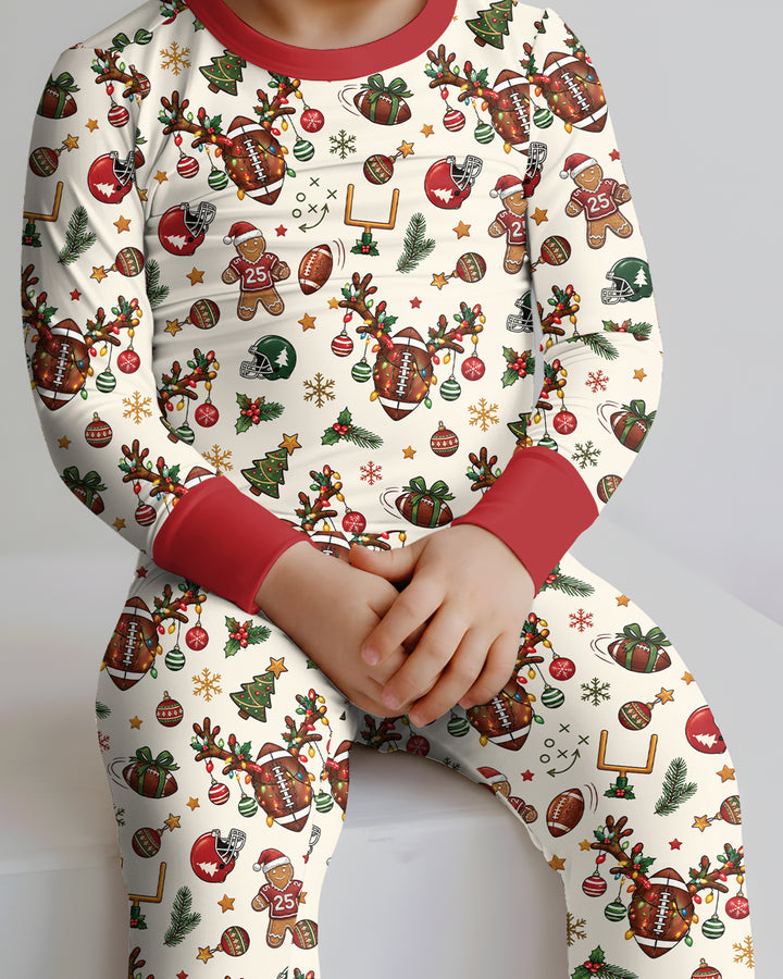 Football Christmas Merry Kickmas Bamboo Two Piece Long Sleeve Pajama Set