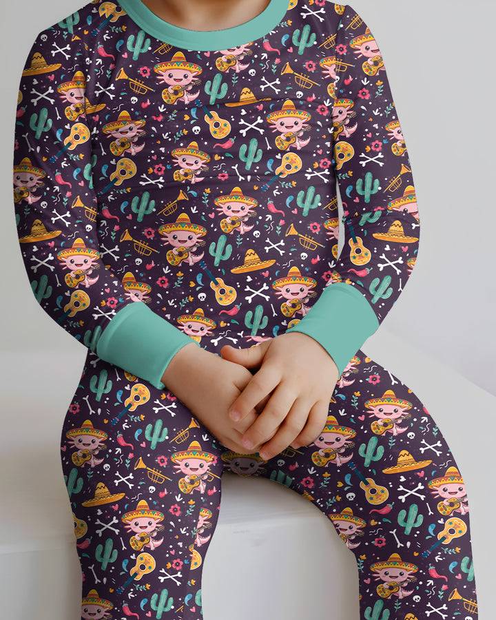Axolotl Fiesta Bamboo Two Piece Long Sleeve Pajama Set