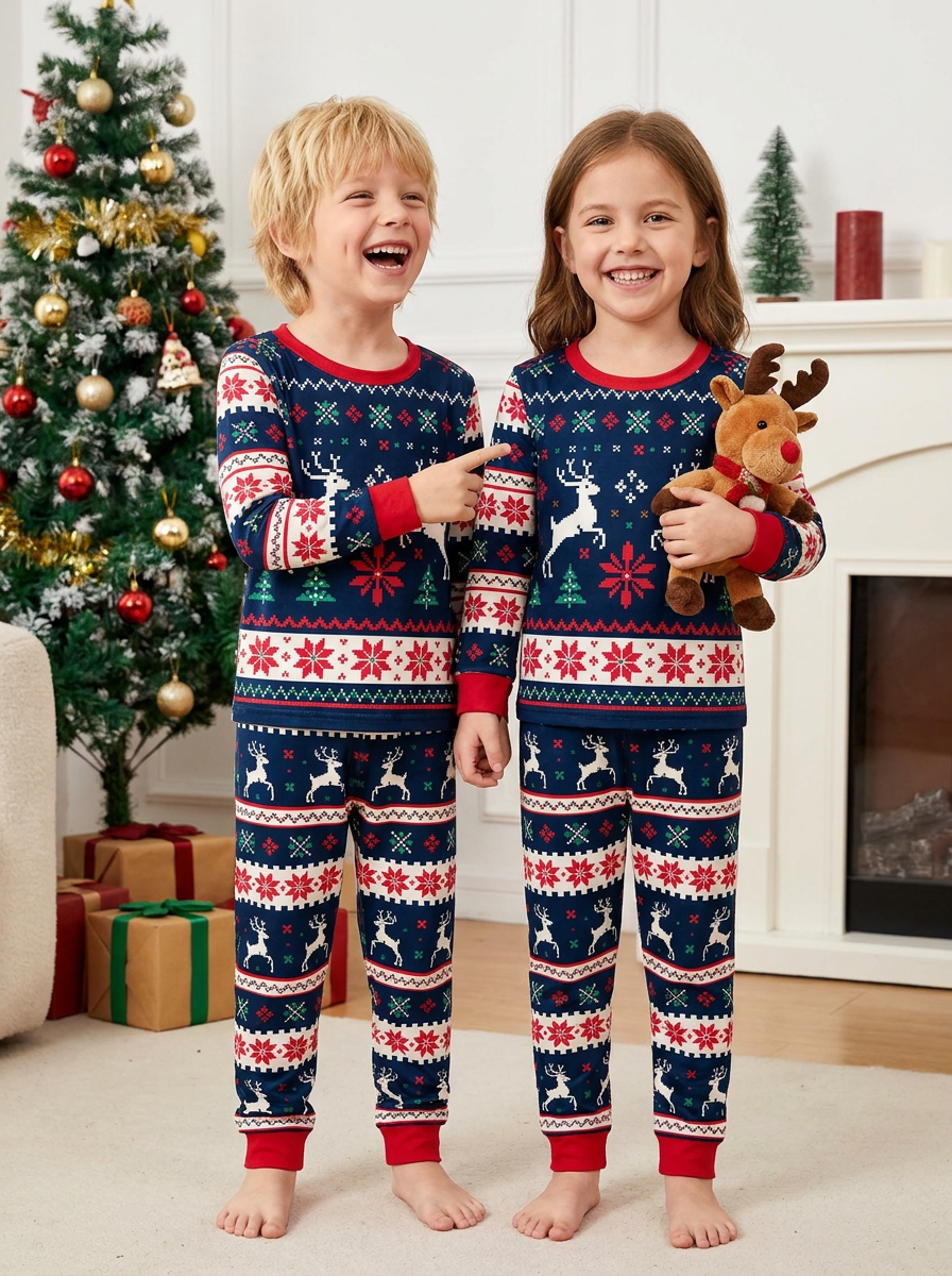 Classic Fair Isle Winter Bamboo Two Piece Long Sleeve Pajama Set