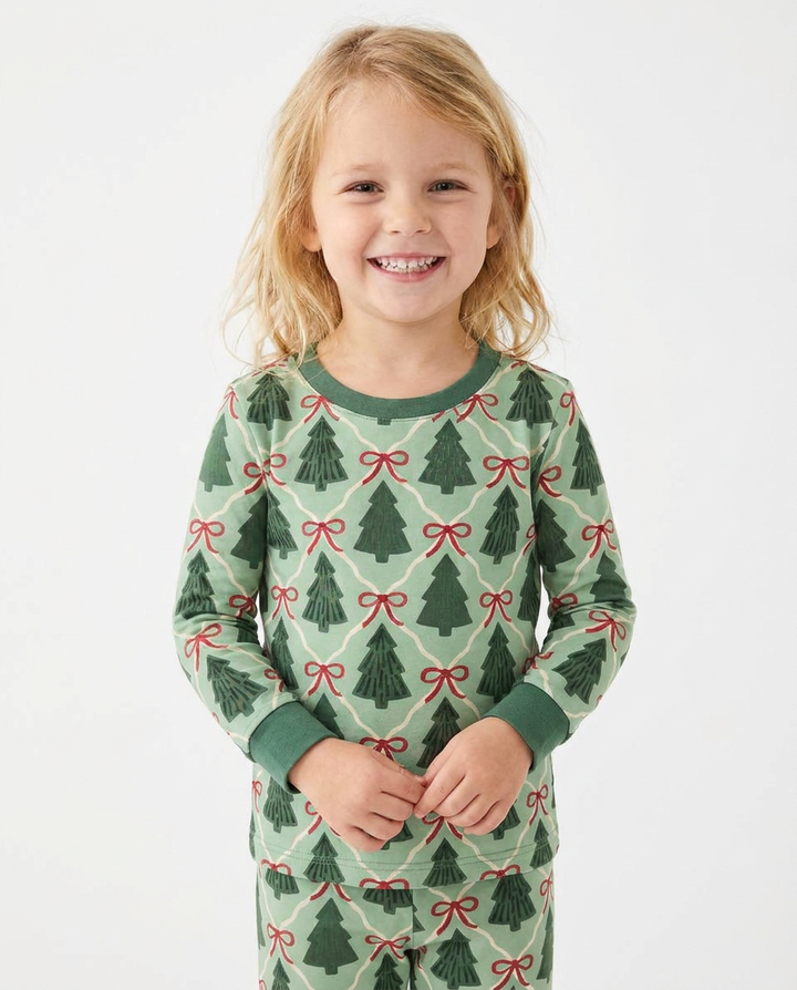 Coquette Christmas Tree Club Bamboo Two Piece Long Sleeve Pajama Set