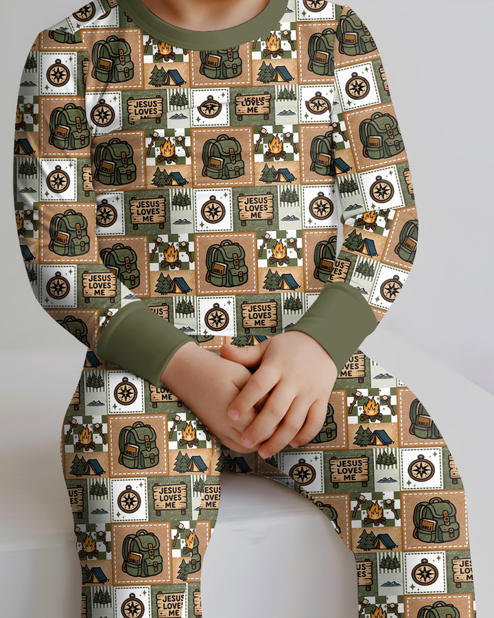 Zweiteiliges Langarm-Pyjama-Set mit Sommerfrüchten