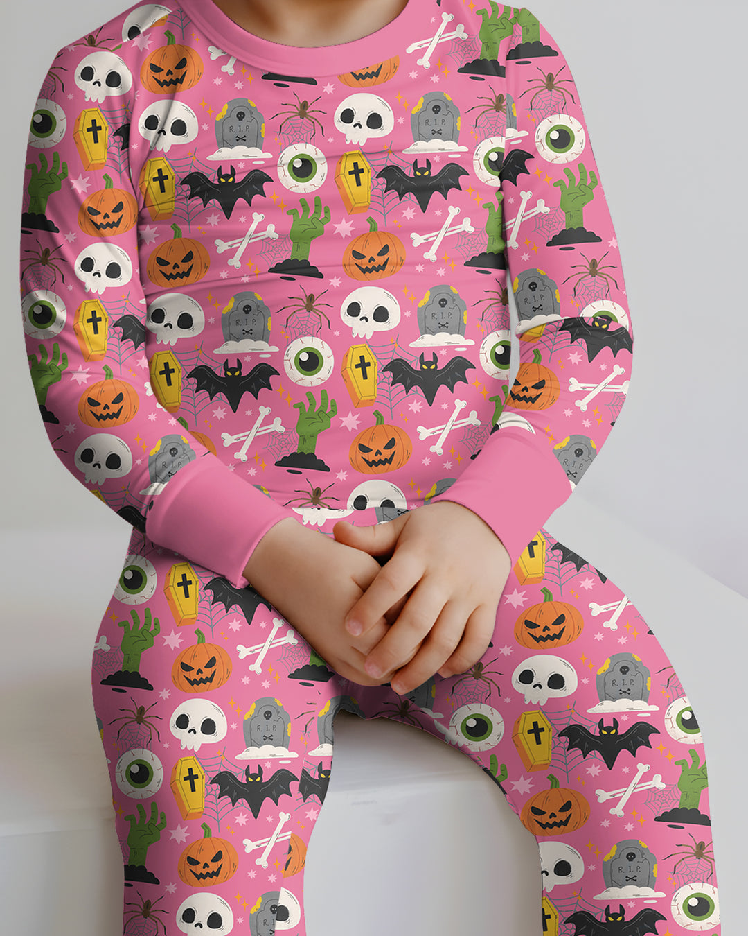 Little Monsters Bamboo Two Piece Long Sleeve Pajama Set For Halloween