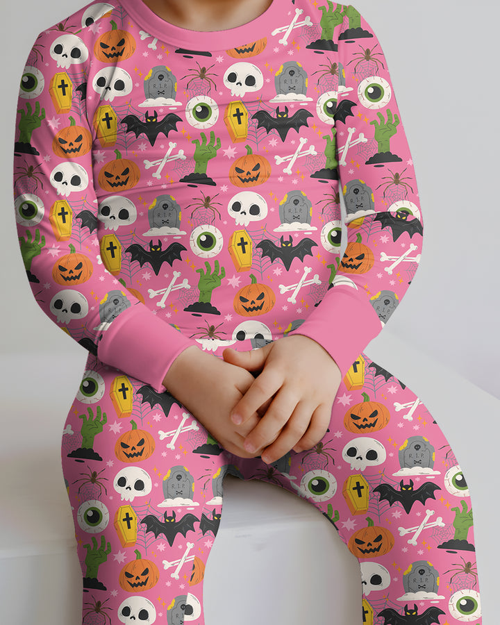 Little Monsters Bamboo Two Piece Long Sleeve Pajama Set For Halloween